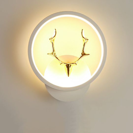 Indoor small wall lamp simple round bedside lamp bedroom bedside creative aisle corridor decorative lamps (wood)