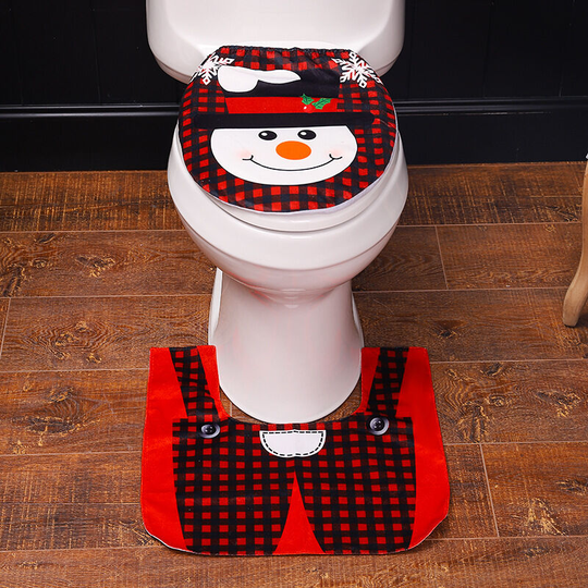 Christmas Toilet Seat Cover, 2pcs Toilet Seat Cover c, Christmas Santa Toilet Seat Cover and Mat, Christmas Bathroom Accessory Set Decoration