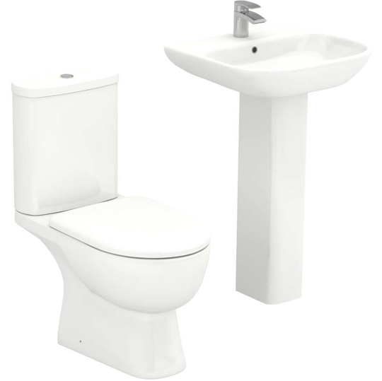 Monza 550mm Full Pedestal Basin and Closed Back Toilet Suite - White