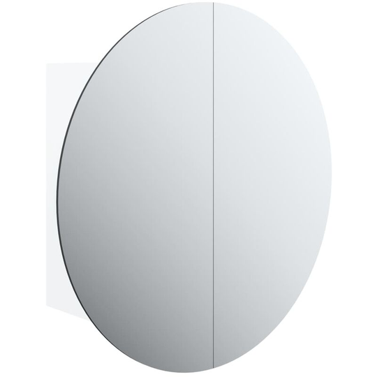 Bathroom Cabinet with Round Mirror&LED White 47x47x17.5 cm Vidaxl White