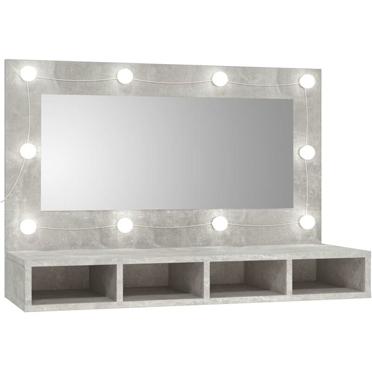 Mirror Cabinet with led Concrete Grey 90x31.5x62 cm Vidaxl Grey