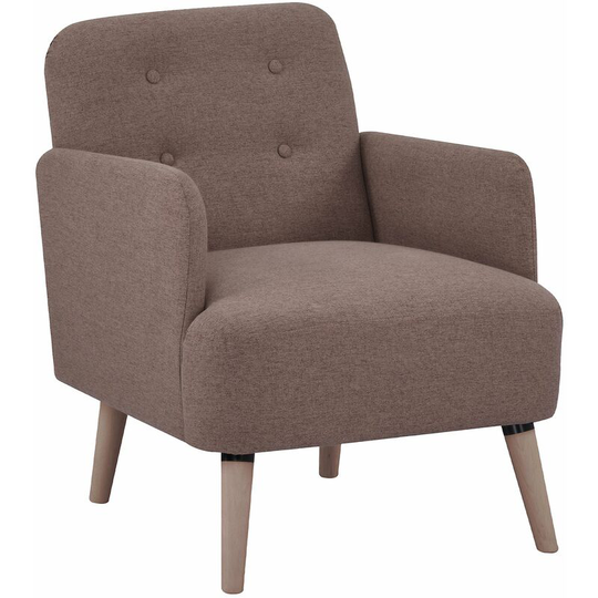 Upholstered Armchair, Nature Wood Frame Padded Living Room Chair, Brown - Brown - Homcom