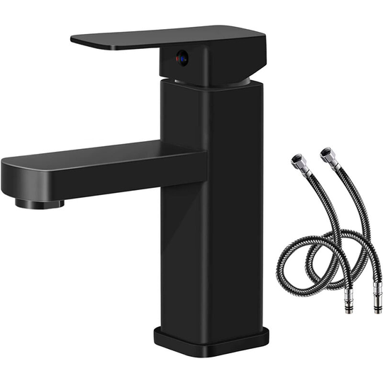 Bathroom Faucet Cold-Hot Water Available Sink Faucet Black Durable Copper Surface Hand Wash Faucet Removable Convenient for Cleaning or Replacing.