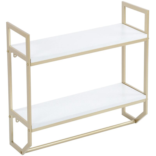 Multifunctional 2-Tier Wall Mounted Towel Bar Towel Holder Bathroom Shelves Storage Rack