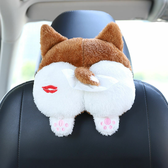 Sunflowergb - Creative Plush Dog Butt Tissue Box Cartoon Tissue Cover Paper Holder Napkin Box Paper Storage Box for Car Home Bathroom Bedroom Office
