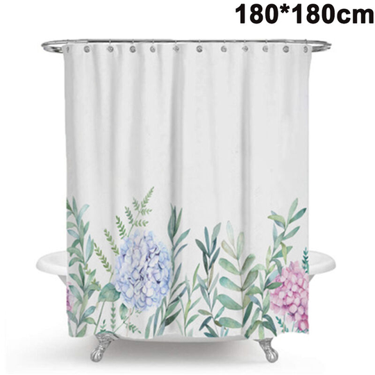 Shower Curtains Anti-mold, Anti-bacterial, Washable Bathtub Curtain Polyester Fabric with 12 Shower Curtain Rings Style 2 180x180cm