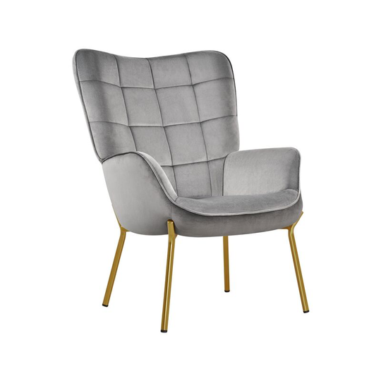 Mid-century Modern Velvet Upholstered Accent Chair, Light Gray - light gray - Yaheetech