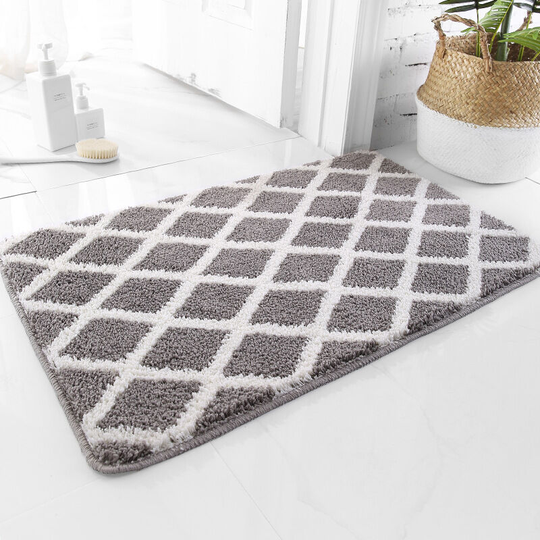 Perleraregb - Extra Soft Anti-Slip Water Absorbing Microfiber Bathroom Mat Machine Washable Thick Plush Shower Mat (Gray, 50x80cm)