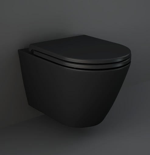 RAK Feeling Rimless Wall Hung Toilet Pan & Soft Close Toilet Seat - Matt Black