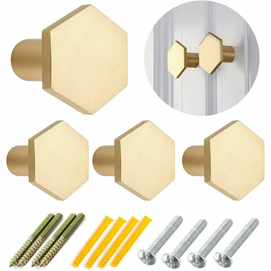 Morejieka - Massi brass round cabinet buttons, 4 pieces brass handle for cabinet door and dresser drawers, closet door round handle brass button with