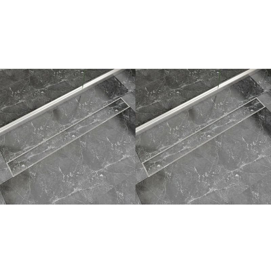 Linear Shower Drain 2 pcs 1030x140 mm Stainless Steel - Hommoo