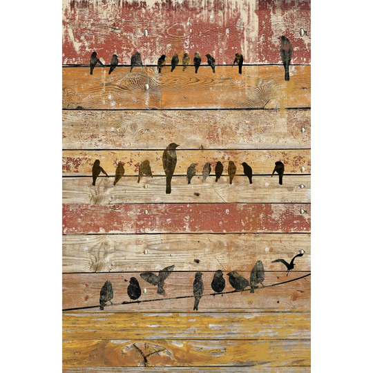 Birds on Wood II by Irena Orlov - Wrapped Canvas Painting