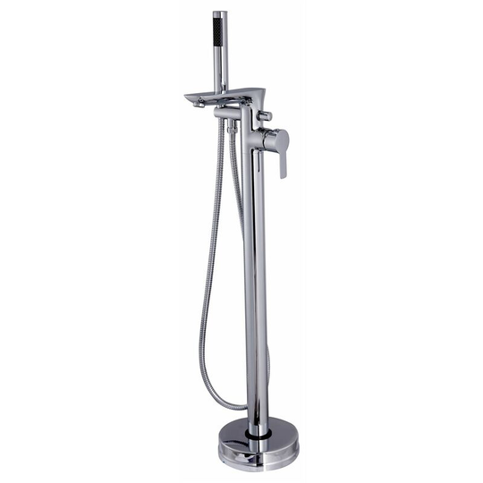 Invena - Freestanding Chrome Bath Tap Single Lever Bathtub Tall Faucet Shower Mixer