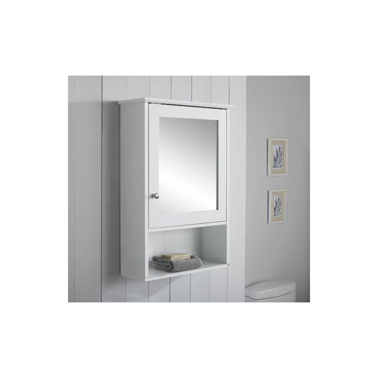 Vale Designs Single Door Bathroom Mirror Cabinet with Shelf White