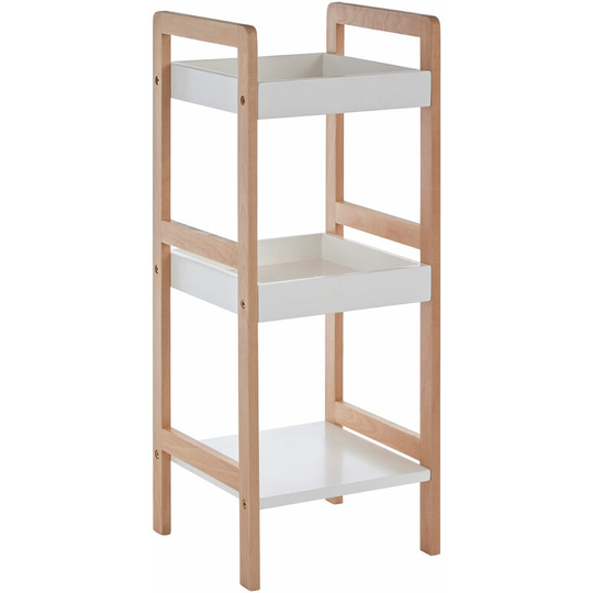 3 Tier Birch Wood Bathroom Shelf With Square Shelves Lacquer Finish Bathroom Organiser / Storage Shelving Unit For Garage Shelves 29 x 72 x 30