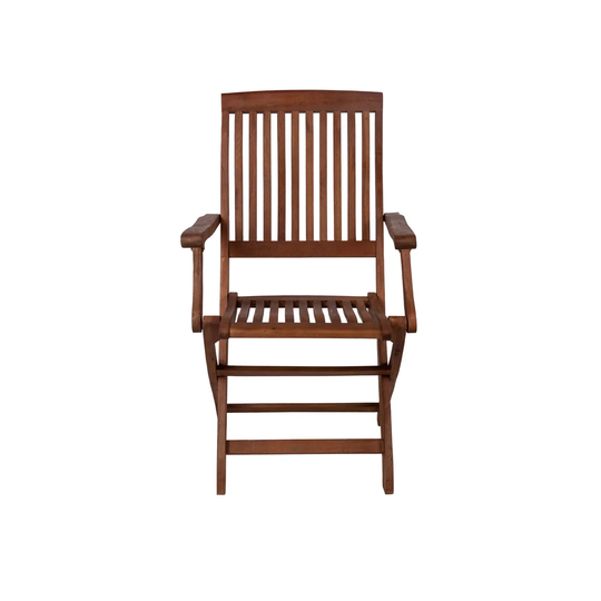 Set Of 2 Outdoor Chairs, Modern Style, Set Of 2 Outdoor Chairs In Eucalyptus Wood, 60X55h95 Cm, Brown Color