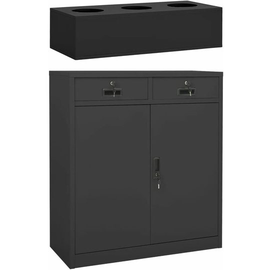 Office Cabinet with Planter Box Anthracite 90x40x125 cm Steel Vidaxl Anthracite