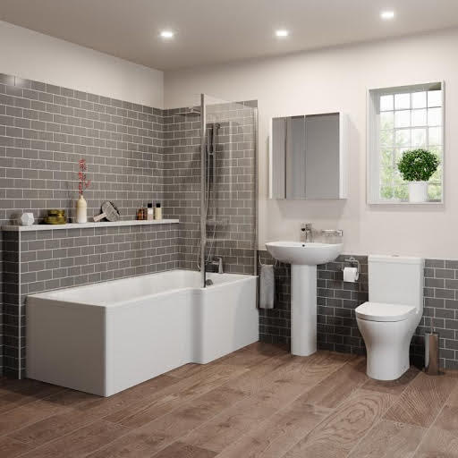 Arles Bathroom Suite with L Shape Bath & Screen - Right Hand 1500mm