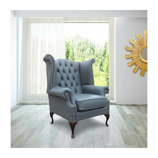 Belvedere Chesterfield Leather Queen Anne Armchair