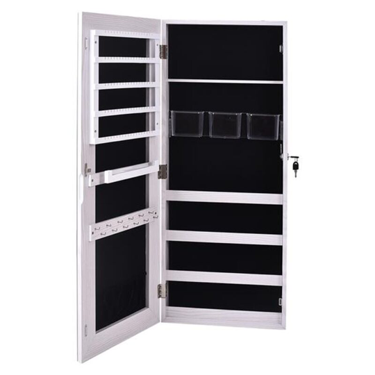 Jewelry Cabinet with Lock - White