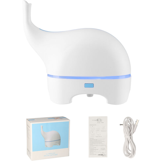 Elephant aroma diffuser, humidifier 120ml, white
