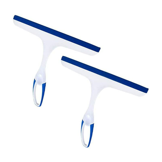 2 Pcs Window Squeegees with No-Slip Handle, Glass Wiper for Kitchen Home Car Bathroom Mirror Shower (2*Blue)