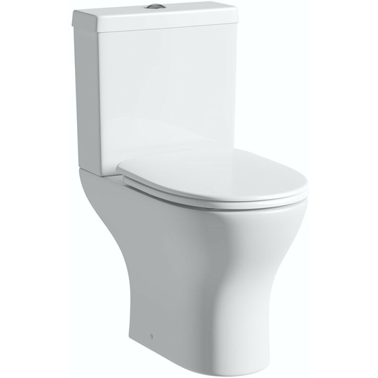 Derwent round compact close coupled toilet with luxury soft close seat - White - Orchard