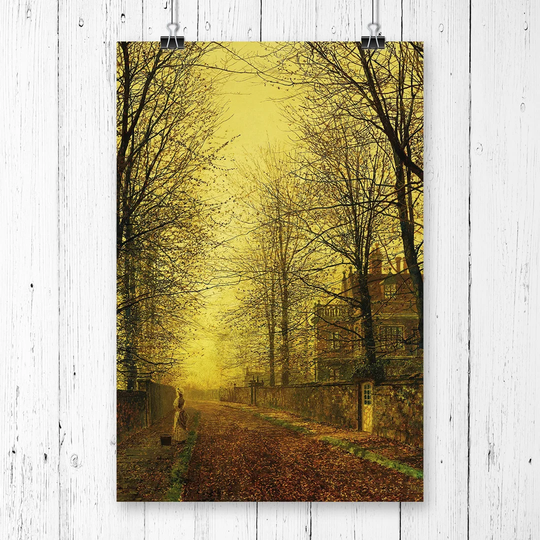 'Autumns Golden Glow' by John Atkinson Grimshaw Graphic Art