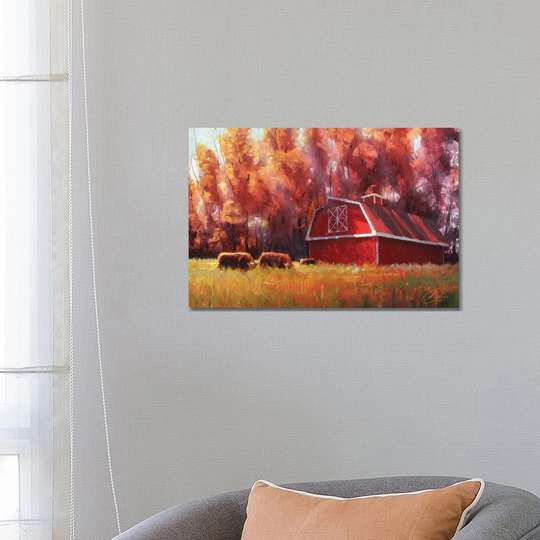 Big Red Barn in Arvada, Colorado by Christopher Clark - Floater Frame Graphic Art on Canvas