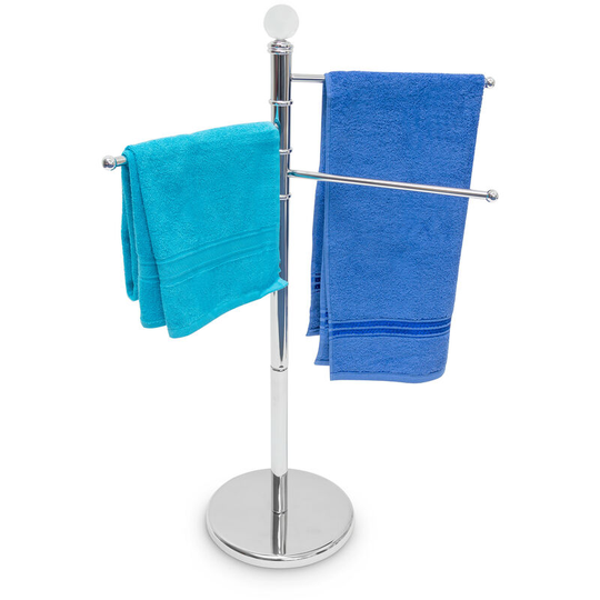 Relaxdays - Hand Towel Stand Stainless Steel Height: 93.5 cm, ø Base=29 cm With 3 Pivoting Arms with a Length of: 33 cm Free-Standing Metal Towel