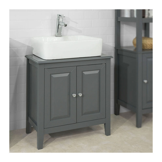 SoBuy Wood Under Sink Basin Bathroom Storage Cabinet Unit Grey FRG202-DG