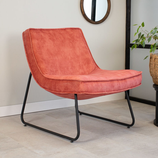 Industrial Armchair Pink Lowen Velvet - Pink