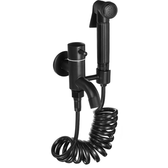 Bathroom 3 in 1 Brass Tap with Stainless Steel Bidet Spray Toilet Black