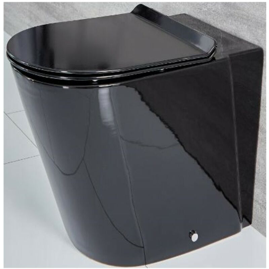 Milano - Nero - Black Ceramic Modern Bathroom Back to Wall Toilet wc and Soft Close Seat