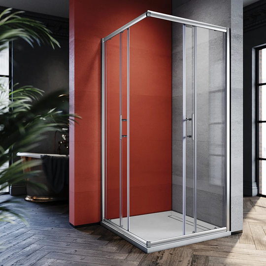 Twain Framed Tempered Glass Double Sliding Shower Door