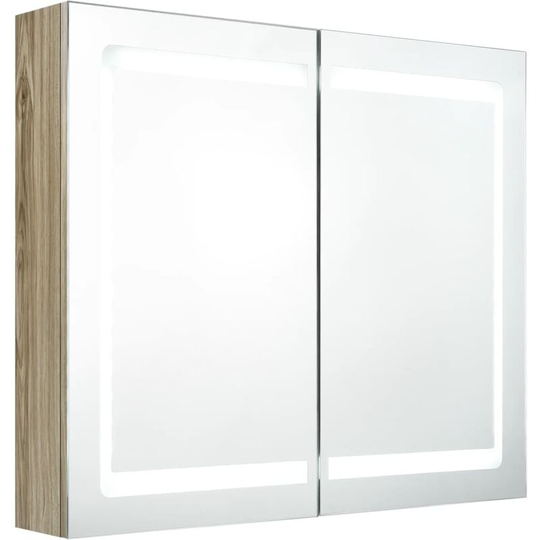 Vidaxl - led Bathroom Mirror Cabinet Oak 80x12x68 cm Brown