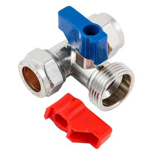 SU9764 Washing Machine Tap Tee 15mm x 3/4' Chrome Plated - Securplumb