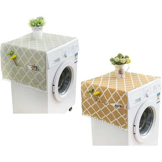 Betterlife 2 Pieces Refrigerator Cover, Fridge Protective Cover, Washing Machine Dust Cover, with Side Storage Pockets, for Fridge, Washing Machine