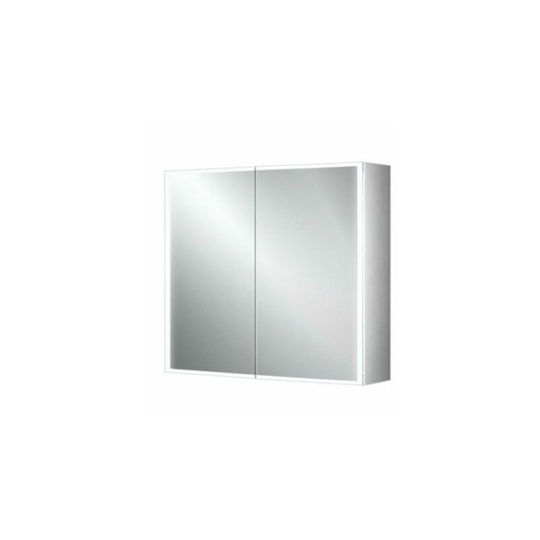 HiB Qubic 80 LED Illuminated Aluminium Mirror Cabinet - 800mm Wide - 46600 - Aluminium