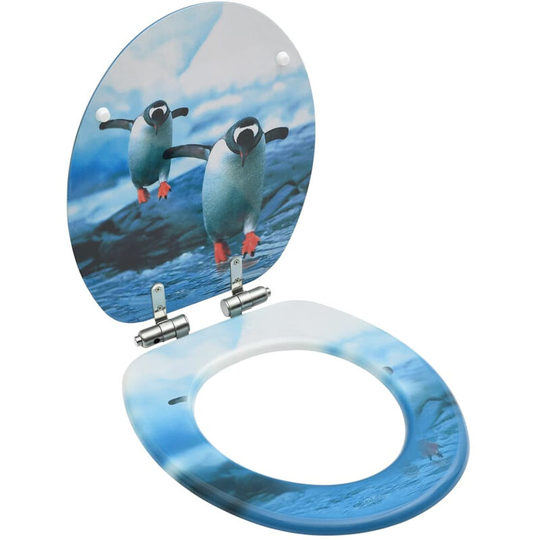 Wc Toilet Seat with Soft Close Lid mdf Penguin Design
