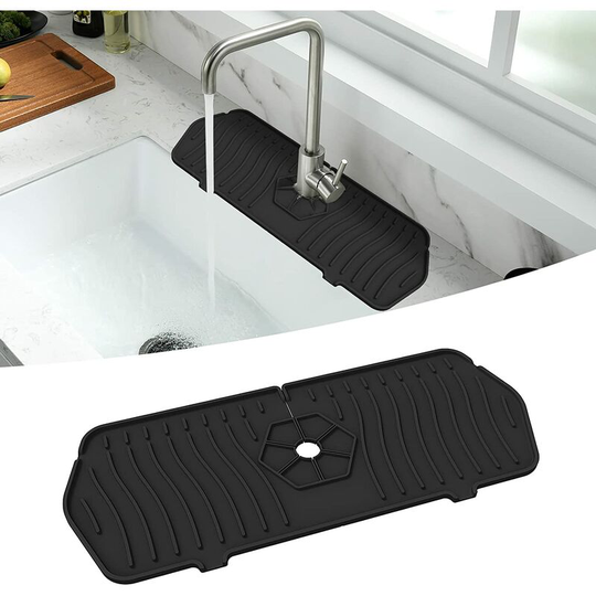 Splash Guard for Kitchen Sink, Silicone Faucet Guard Mat Drain Drying Pad, Sink Faucet Splash Catcher, Splash Guard Mat for Kitchen, Bathroom, Bar,