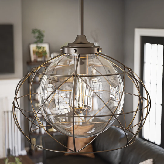 1 - Light Single Globe Pendant with Glass Accents