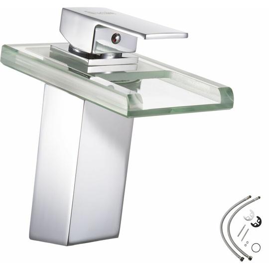 Tectake - Faucet 3-colour changing waterfall - bathroom sink tap, faucet tap, bath and sink tap - grey