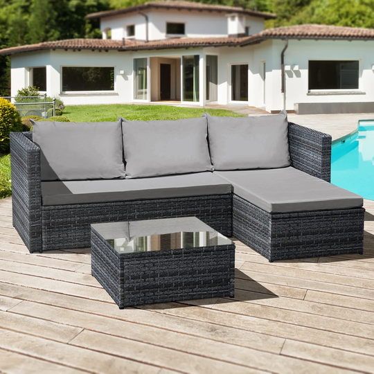 Deatrich 3 Seater Rattan Corner Sofa Set