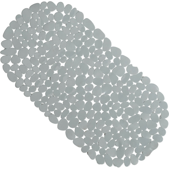 Relaxdays - Set of 1 Bathtub Mat, Pebble Design, Non-Slip Bath or Shower Insert, Suction Cups, LxW: 66.5 x 34.5 cm, Grey