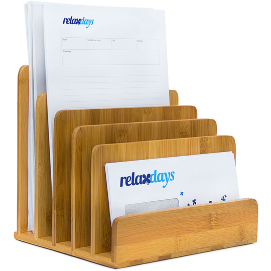 Document Holder Bamboo With Letter Tray 23 x 24.5 x 20.5 cm Practical Organization System For Your Desk Table Magazine, Document, Paper Holder,