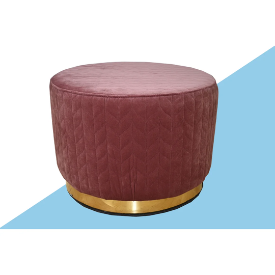 Dunnock 50cm Wide Velvet Round Geometric Footstool Ottoman
