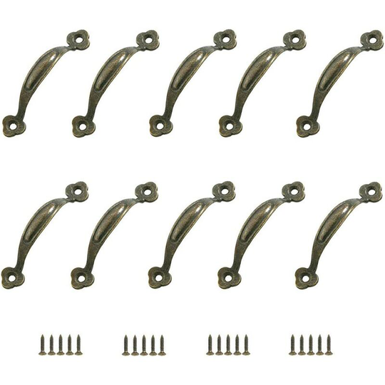 10 Retro Pulls Furniture Handle Door Knob Rustic Center Distance Zinc Alloy For Kitchen Barn Door Garden Shed Wooden Cabinet Drawer(80MM)-Bronze