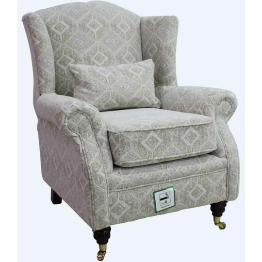 Wing Chair Fireside High Back Armchair Capella Oatmeal Fabric