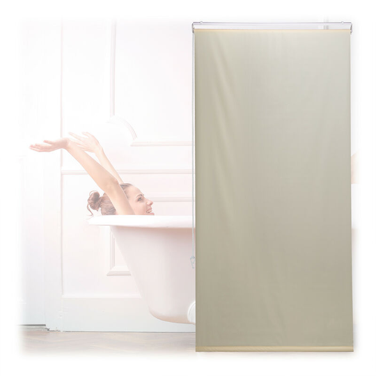 Bathroom Roller Blind, for Shower & Bathtub, Water Repellent, Quick Drying, Ceiling & Window, 80x240cm, Beige - Relaxdays